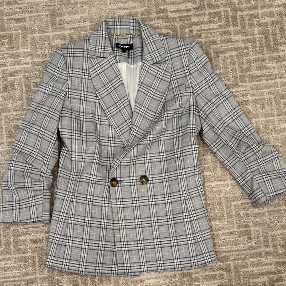 DKNY Women's Black and White Checkered Blazer